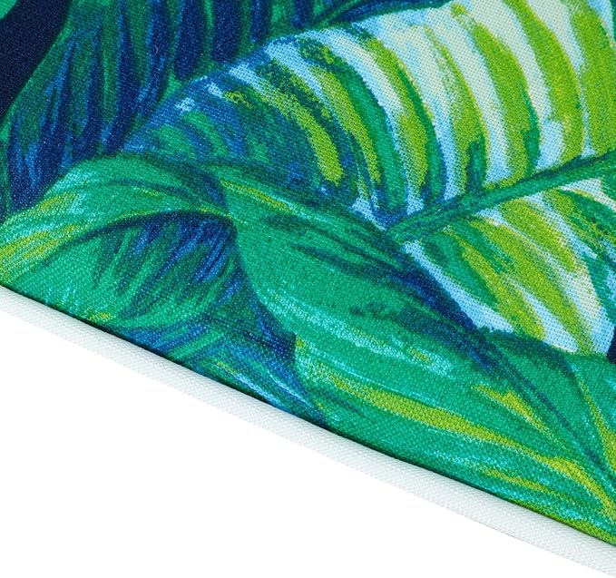 Magpie Fabrics 17"x16"x2" U-Shape Chair Cushions with Ties 4 Count, Outdoor Indoor Waterproof All Weather Seat Pads Decoration for Patio Garden Dining Office - Green Lagoon Leaves