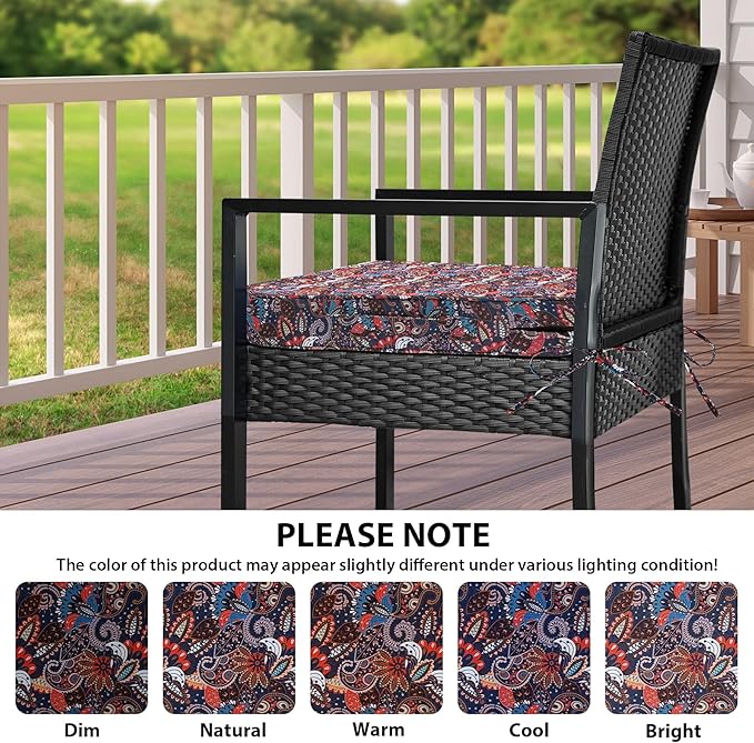 Outdoor Chair Cushions Set of 4,Waterproof Outdoor Seat Cushions for Patio Furniture,Patio Chair Cushion with Handle and Ties, Out Door Chair Pads,18.5" x 16" x 3", Artistic Floral