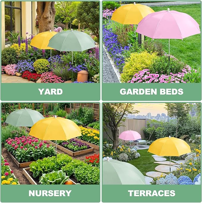 3 PCS Plant Umbrella Shade Cover for Outdoor Plants, 23.6 Inch Sun Protection for Potted Plants, Garden Beds & Patio Flowers, UV Resistant & Easy Setup