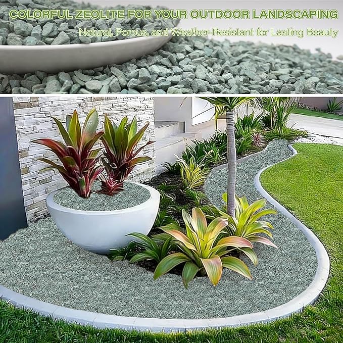 NUPICK 20lb Green Zeolite for Plants, 3/8" Natural Succulent Potting Soil Amendments, Decorative Gravel for Cactus, Bonsai Gritty Rock, Pebbles Pumice for Vase Fillers, Top Dressing