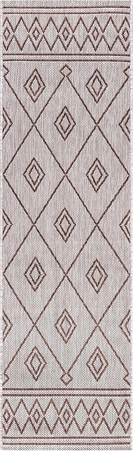 Keen Home Design Terrace Outdoor Runner Rug - 26"x119" Washable Indoor/Outdoor Rug for Patio, Kitchen, Balcony, Beach, Garden, Deck and Porch, Size: 2'2" x 9'11", Moroccan