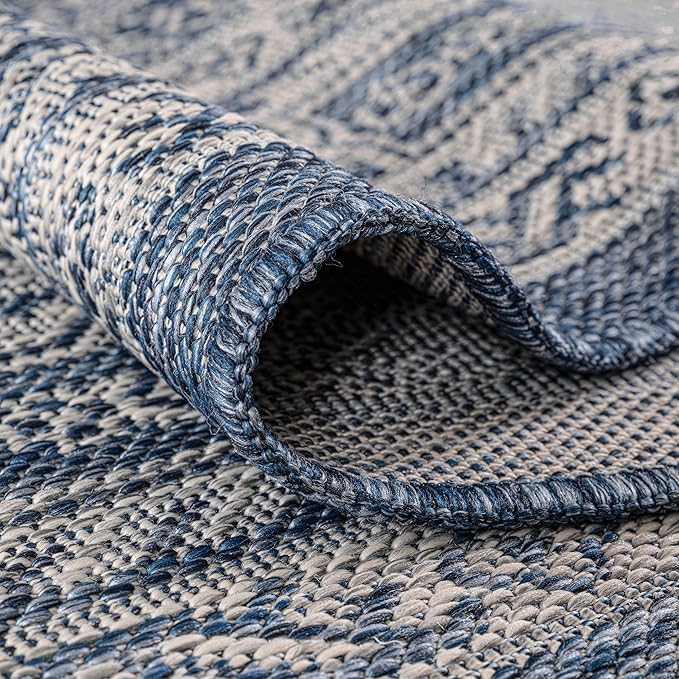 Keen Home Design Terrace Outdoor Runner Rug - 26"x119" Washable Indoor/Outdoor Rug for Patio, Kitchen, Balcony, Beach, Garden, Deck and Porch, Size: 2'2" x 9'11", Trend Navy