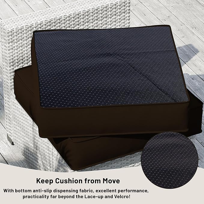 14 Piece Outdoor Sectional Cushions, Water-Resistant Outdoor Sofa Cushions Replacement, 4" High Density Foam Patio Furniture Cushions Fits 6-seat Rattan Conversation Set (Brown)