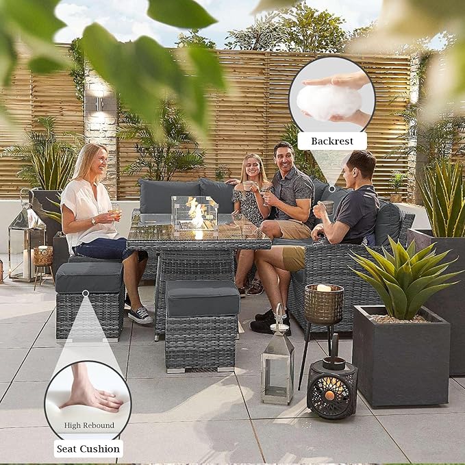 Outdoor Sectional Cushions, 4" Foam High-Density, Water-Resistant Couch Cushions Replacement Set, 14 Piece Patio Sectional Cushion for 6-Seat Sectional Patio Conversation Sets (Dark Grey)