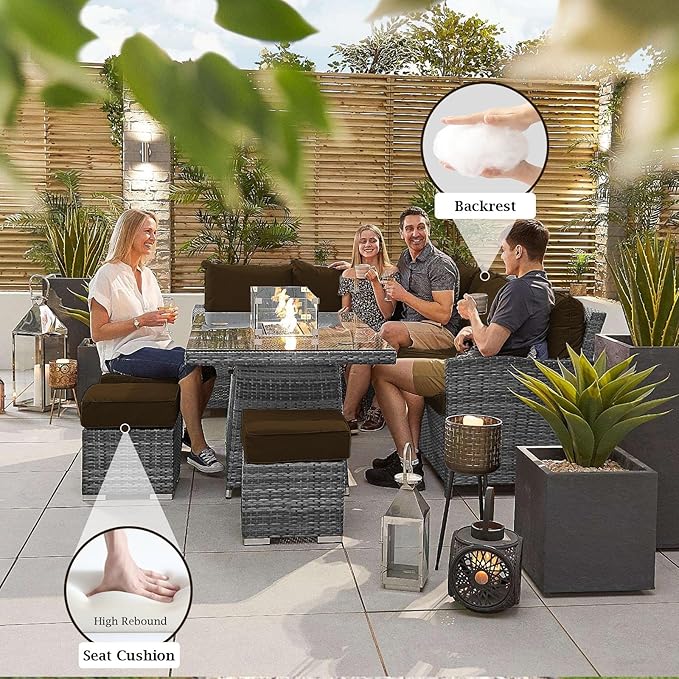 Outdoor Sectional Cushions, 4" Foam High-Density, Water-Resistant Couch Cushions Replacement Set, 14 Piece Patio Sectional Cushion for 6-Seat Sectional Patio Conversation Sets (Coffee Color)