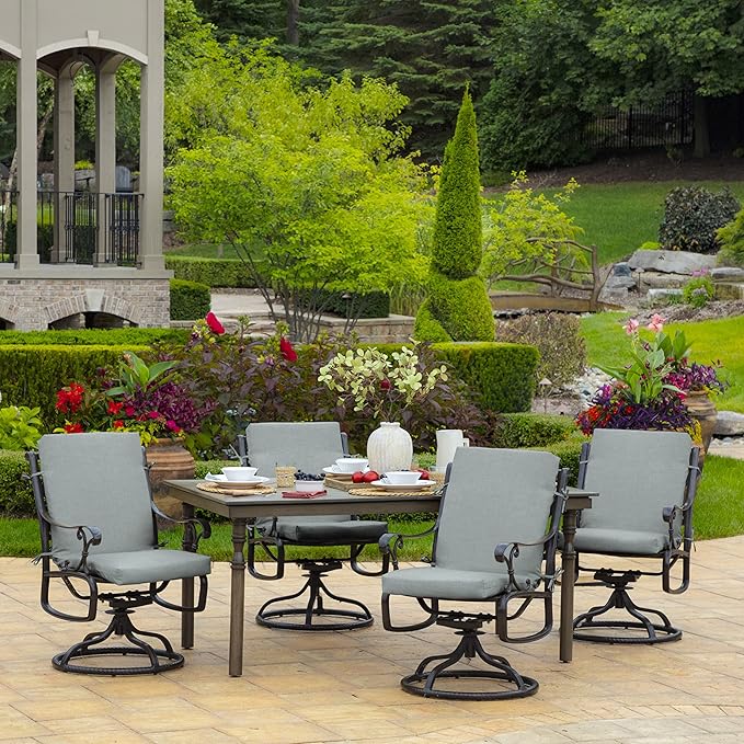 Arden Outdoor Patio Dining Chair Cushion, 20x44, Rain-Proof Seat Pad, Fade-Resistant Outdoor Cushion Stone Grey Leala