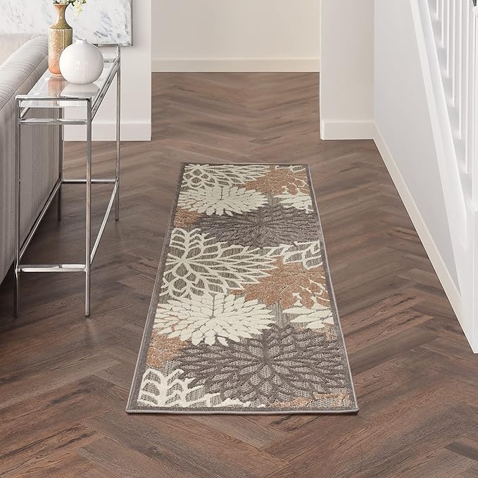 Nourison Home Aloha Natural 2' x 6' Area Rug - Easy Clean, Non Shedding, Bed Room, Living Room, Dining Room, Kitchen (6' Runner)