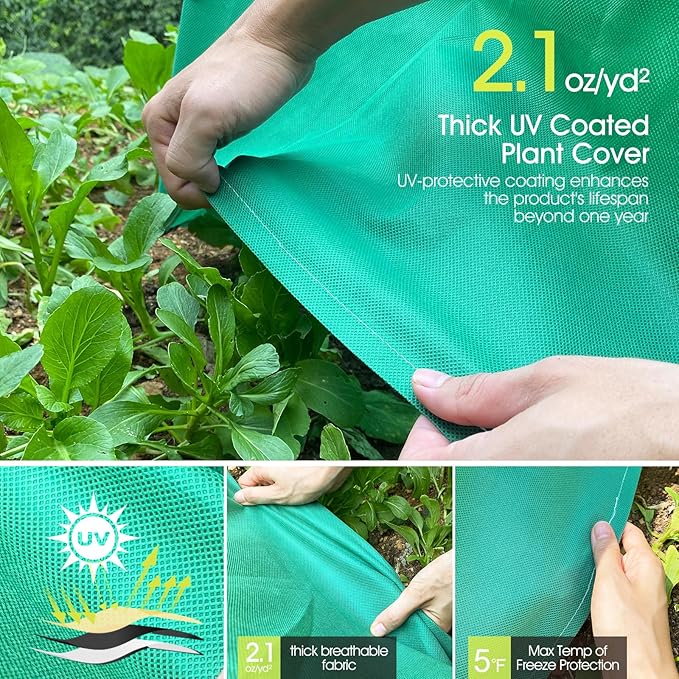 Plant Covers Freeze Protection, Rifny 23 x 23 x 23 inch Shrub Rose Bush Covers for Winter Outdoor Plants, Frost Cloth with Zipper Steel Stakes Protecting Potted Plants from Deer Rabbit Chicken (2 PCS)