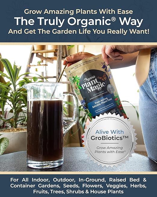 Organic Plant Magic - Fast-Acting Water Soluble Plant Food - All-Purpose Fertilizer Concentrate for Flower, Vegetable, Herb, Fruit Tree, Garden & Indoor Houseplants [One 1/2 lb Bag]