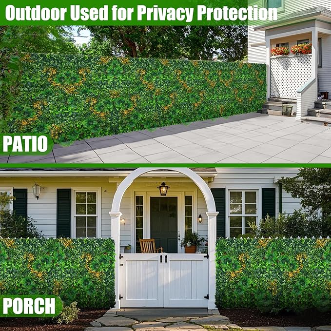 Grass Wall Panels, 20"x20" 16pcs Artificial Grass Backdrop Wall with Tropical Leaves, UV-Anti Faux Greenery Plant Boxwood Panels for Privacy Fence Screen, Green Wall Decor for Outdoor Indoor
