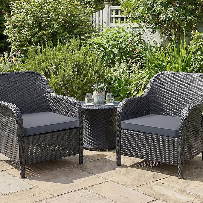 Outdoor Chair Cushions Set of 2: Waterproof & Fade Resistant Seat Cushion for Patio Furniture - 18.5 x 16 x 2 Inch Chair Pads with Ties and Hidden Zipper - Patio Chair Cushion Replacement, Dark Grey