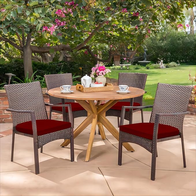 HARBOREST Outdoor Chair Cushions Set of 4, Water Resistant Patio Chair Cushions with Ties, Outdoor Seat Cushions for Patio Furniture, 17"x16"x2", Burgundy