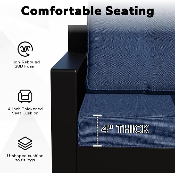 Joyside Outdoor Chair Cushions Set, 22x25/22x24 Inch Patio Furniture Deep Seat Cushions, Water Resistant & Thick Cushion, Outdoor Replacement Cushions for Seat and Sofa