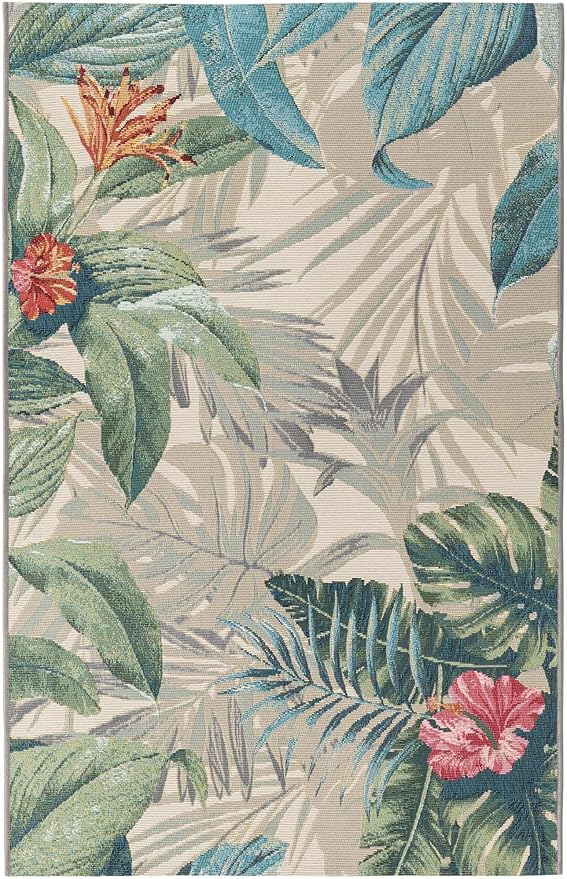 Unique Loom Outdoor Botanical Collection Area Rug - Kula (3' 3" x 5' 3" Rectangle, Multi/ Gray)