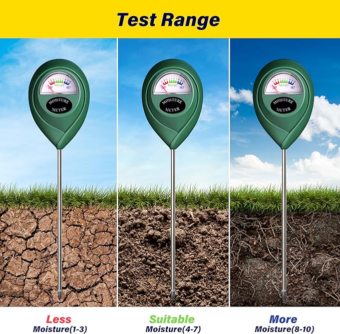 iPower 2-Pack Soil Moisture Meter for Plant Water Test Hygrometer Monitor for Garden, Lawn, Farm, Indoor and Outdoor Use, Tester, Green