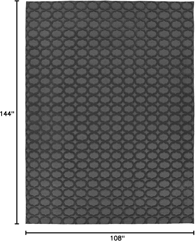 Garland Rug Garden Trellis 9 ft. x 12 ft. Indoor/Outdoor Area Rug Outdoor Waterproof Rug for Patio, Camping Rugs,Rv,Porch, Deck, Camper, Balcony, Backyard for High-Traffic Areas, Cinder Gray