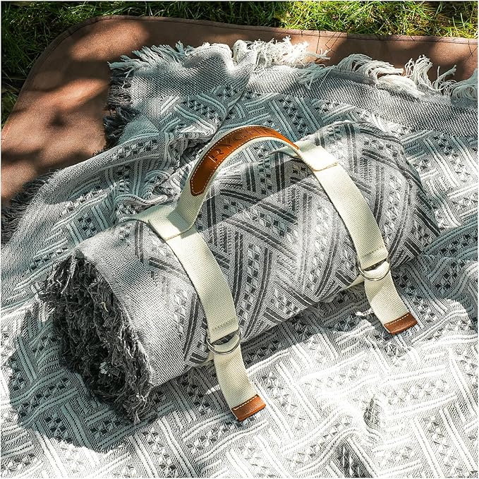 2 in 1 Extra Large Boho Beach Blanket Towel Picnic Camp Mat Family Beach Trip Essentials Summer Vacation Must Have Travel Accessories Lake Day Necessities Stuff Thing Need Gear Gift Item Gadget 2026