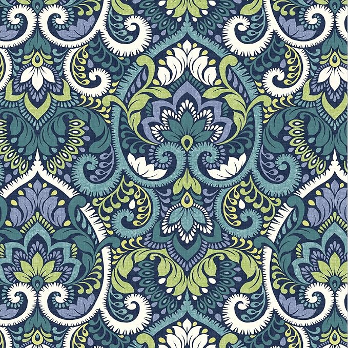 Arden Indoor/Outdoor Seat Or Rocking Chair Cushion, 19 x 18, Water Repellent, Rain Proof, Fade Resistant Cushion for Rocking Or Dining Chairs Sapphire Aurora Blue Damask