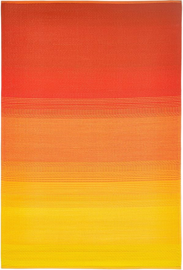 Fab Habitat Outdoor Rug - Waterproof, Fade Resistant, Crease-Free - Premium Recycled Plastic - Ombre - Patio, Deck, Porch, Balcony, Laundry Room - Big Sur - Sunset - 4 x 6 ft