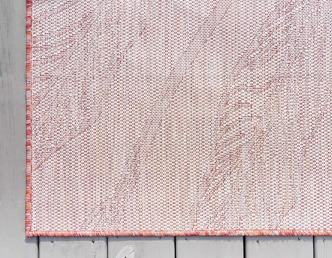 Unique Loom Outdoor Botanical Collection Area Rug - Leaf (8' x 11' 4" Rectangle, Rust Red/ Gray)