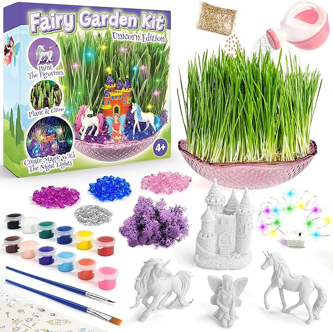 Unicorn Fairy Garden Kit | Light Up Terrarium Kit | STEM Toys | Arts and Crafts for Girls Age 4-12 | Science Presents