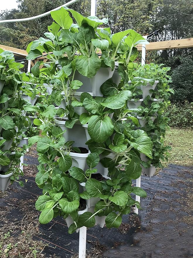 Mr. Stacky 18 inch Large Stackable Planters (Terra-Cotta) Out Door Garden. Vertical Planter. Made USA. Easy to Set up Save a Space. Save a Water.