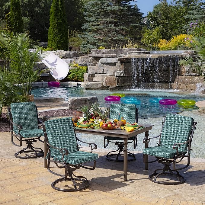 Arden 4-Pack Outdoor Patio Dining Chair Cushion, 20x44, Rain-Proof Seat Pad, Fade-Resistant Outdoor Cushion Alana Tile