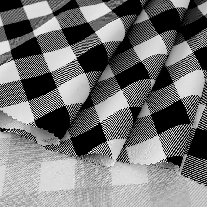 Waterproof Plaid Tablecloth Fabric - Round 120 Inch Classic Gingham Checker Table Cloth for Indoor/Outdoor Use - Buffalo Table Cover for Picnics, BBQs, and Parties