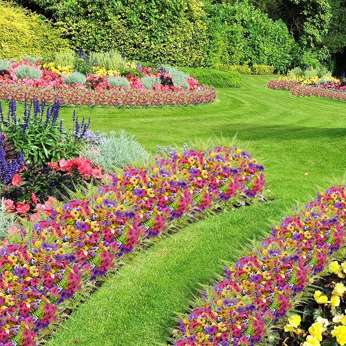 BLEUM CADE Artificial Flowers for Outdoors, 24 Bundles Faux Plants Outdoor Artificial Flowers for Decoration, UV Resistant Fake Flowers Artificial Plants & Flowers for Outdoors Garden Decor