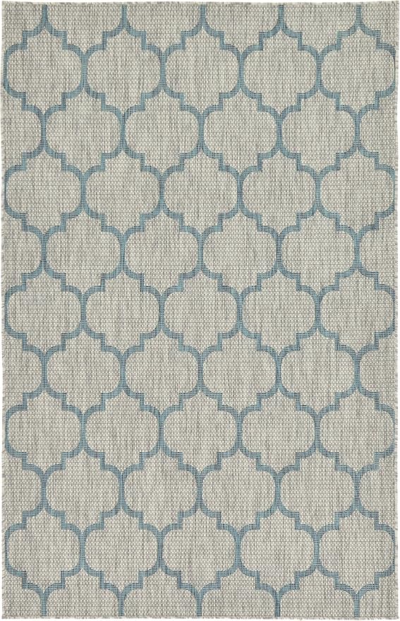 Unique Loom Outdoor Trellis Collection Area Rug (5' 3" x 8' Rectangle, Gray/ Ivory)