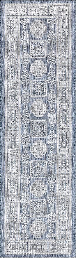 Keen Home Design Terrace Outdoor Runner Rug - 26"x91" Washable Indoor/Outdoor Rug for Patio, Kitchen, Balcony, Beach, Garden, Deck and Porch, Size: 2'2" x 7'7", Trend Navy