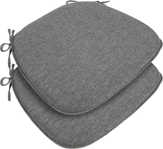 FUNHOME 17"x16"x2" Outdoor Chair Cushions Set of 2, Water Resistant Patio Chair Pads with Ties, Seat Cushions for Home Garden Furniture Decoration-Grey