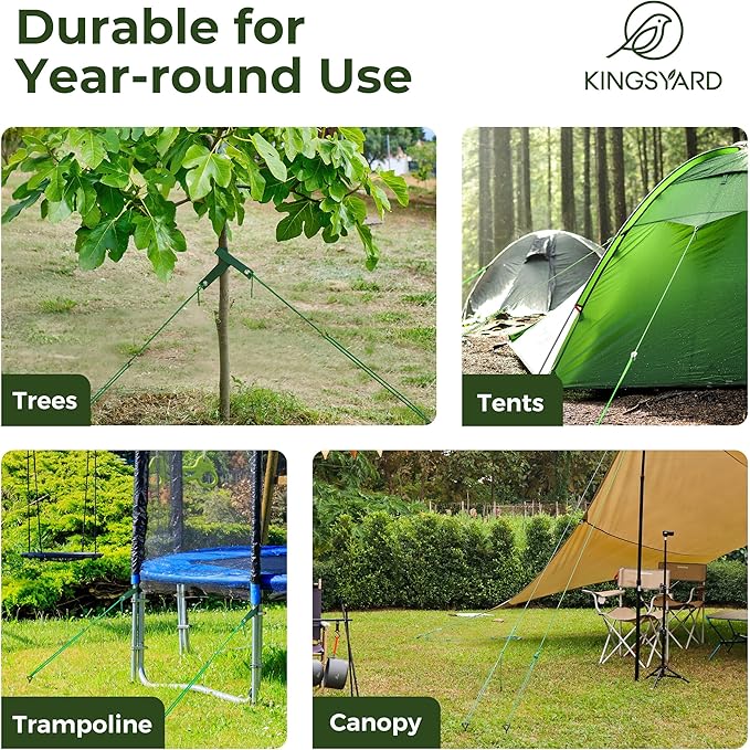 Kingsyard Tree Stakes and Supports for Leaning Trees, 3 Pcs 16 Inch Heavy Duty Spiral Tree Stake Kit for Young Trees Straightening with 3pcs Trees Straps & 3pcs 13ft Anchor Ropes, Anti Strong Wind