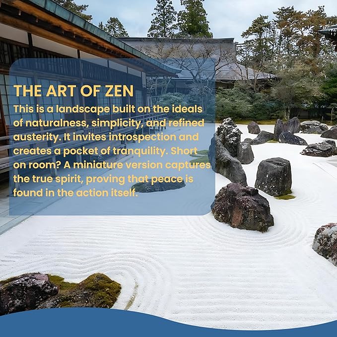 Zen Garden Kit for Desk, 12x8 Inch Sand Tray with 16 Accessories and 6 Tools, Japanese Meditation Mini Garden Set,Mini Meditation Decor for Adults, Stress Relief, Home & Office Decor, Unique Gift Set.
