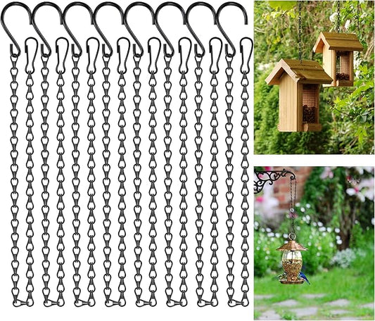 garini 26 Inch Hanging Basket Chain with Hooks, Black Hanging Chain for Hanging Bird Feeders, Billboards, Chalkboards, Basket, Planters, Lanterns, Wind Chimes and Decorative, 8 Pack