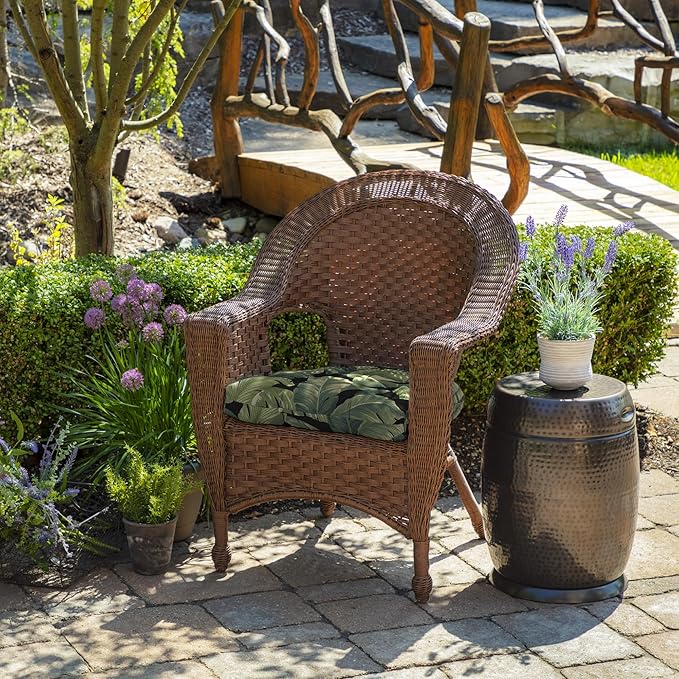 Arden Indoor/Outdoor Rocking Chair Or Wicker Chair Cushion, 2-Pack, 20 x 18, Water Repellent, Rain Proof, Fade Resistant Cushion for Rocking Or Rounded Back Chair Onyx Cebu