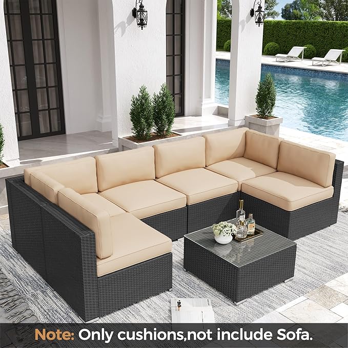 Betterland Outdoor Cushions for Patio Furniture, Replacement Patio Cushion for Outdoor Sectional, Water-Resistant and Spongy Cushions for Patio Sofa Sets, Brown