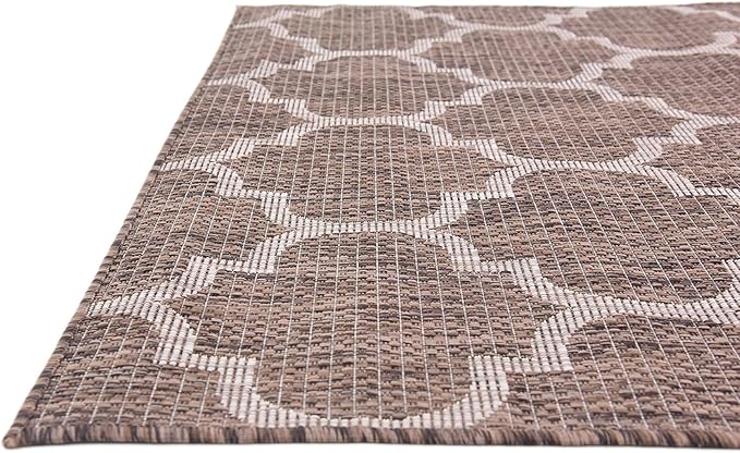 Unique Loom Outdoor Trellis Collection Area Rug (4' 1" x 6' 1" Rectangle, Brown/ Ivory)