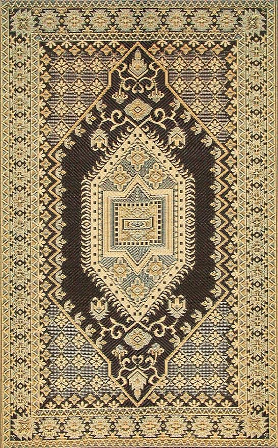 Mad Mats Traditional Outdoor Rug, Reversible Plastic Mat (4' x 6', Oriental Turkish - Black/Brown)