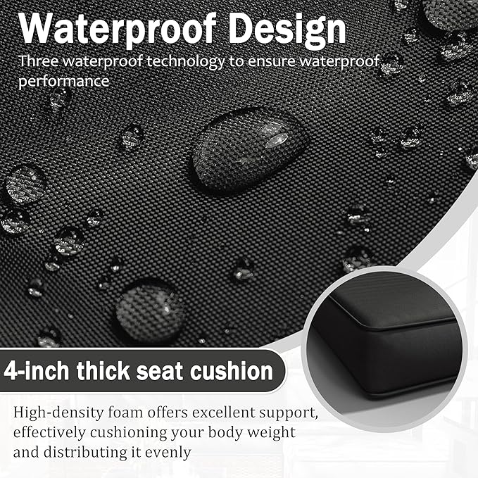 Patio Furniture Cushions, Replacement Outdoor Cushions for 4-Seat Patio Furniture, Waterproof Cushions for Outdoor Sectional Sofa Couch, Black
