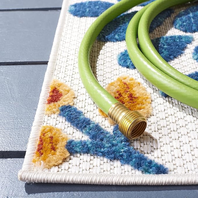 SAFAVIEH Washable Rug Outdoor Cabana Collection - 2' x 20' Runner, Cream & Red, Non-Shedding & Easy to Clean, Ideal for Patio, Backyard, Mudroom (CBN832A)