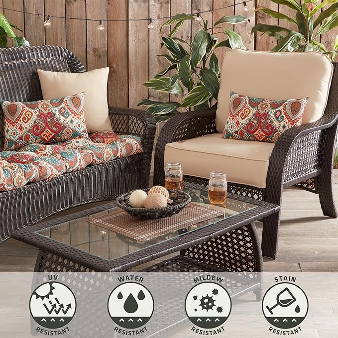 Greendale Home Fashions 2-Piece Outdoor Deep Seat Cushion Set, Sanddollar