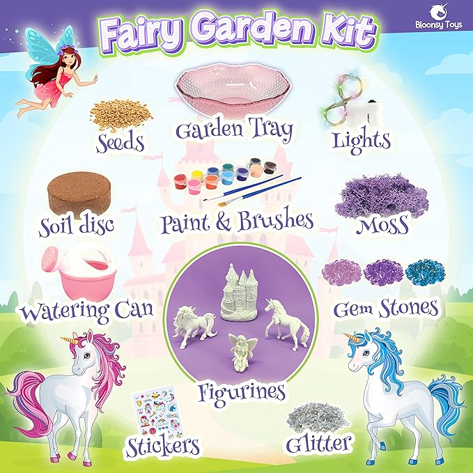 Unicorn Fairy Garden Kit | Light Up Terrarium Kit | STEM Toys | Arts and Crafts for Girls Age 4-12 | Science Presents