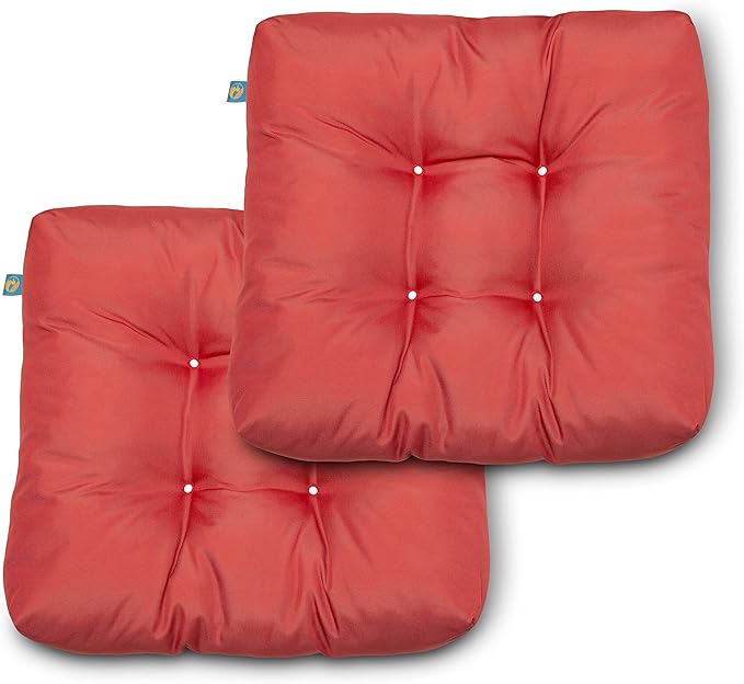 DUCKCOVERS® Water-Resistant 19 x 19 x 5 Inch Indoor Outdoor Seat Cushions, Tang Thang, 2-Pack, Outdoor Patio Cushions