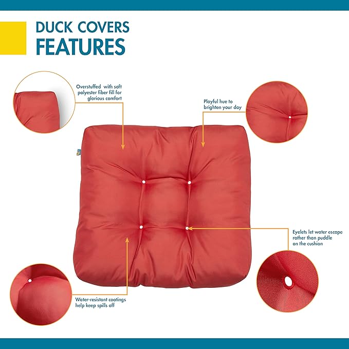 DUCKCOVERS® Water-Resistant 19 x 19 x 5 Inch Indoor Outdoor Seat Cushions, Tang Thang, 2-Pack, Outdoor Patio Cushions