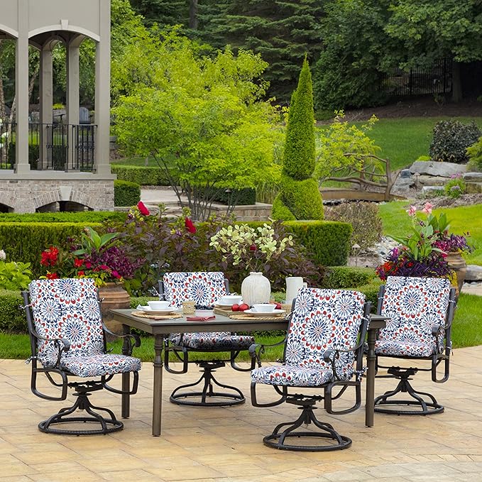 Arden 4-Pack Outdoor Patio Dining Chair Cushion, 20x44, Rain-Proof Seat Pad, Fade-Resistant Outdoor Cushion Clark Blue