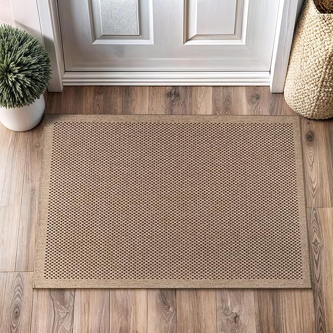 CAMILSON Easy Jute Rug 2x3, Indoor Outdoor Natural Color Fiber Area Rugs for Living Room and Kitchen Rug, Sisal Boho Woven Design, Easy-Cleaning, Washable Outside Carpet Alfombras (2 x 3)