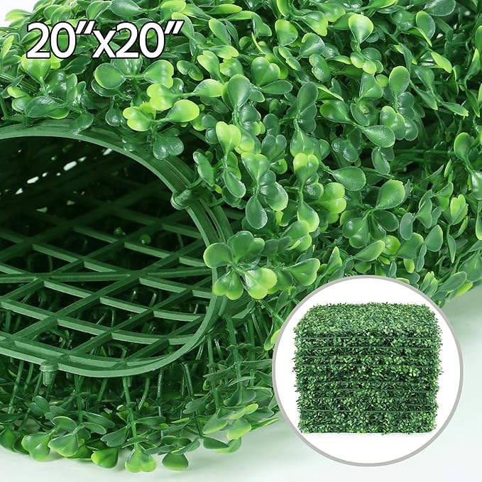 Yaheetech Grass Wall Panels 12PCS 20x20 Artificial Boxwood Panels, Topiary Hedge Plant, Privacy Hedge Screen, UV Protected Decor Faux Greenery Wall for Outdoor & Indoor Garden Fence Backyard, Green
