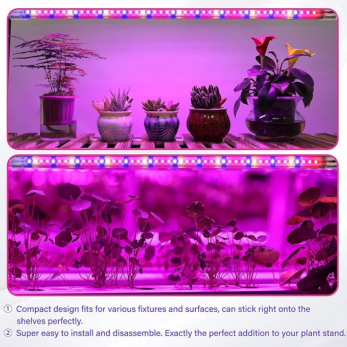 iPower 40W LED Plant Grow Light Strips Full Spectrum for Indoor Plants with Auto ON/Off 3/9/12H Timer, 10 Dimmable Levels 48 LEDs Per Tude, for Hydroponics Succulent