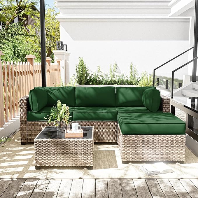 Patio Furniture Cushions, Replacement Outdoor Cushions for 4-Seat Patio Furniture, Waterproof Cushions for Outdoor Sectional Sofa Couch, Green